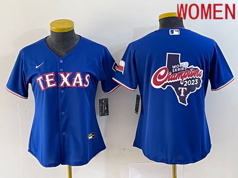Women Texas Rangers Blank Blue Game Nike 2023 MLB Jersey style 2